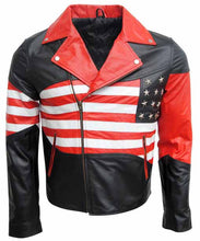 Load image into Gallery viewer, Mens American Flag Motorcycle Jacket
