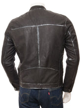 Load image into Gallery viewer, Mens Biker Vintage Motorcycle Quilted Distressed Black, White Strip Leather Jackets
