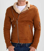 Load image into Gallery viewer, Mens Camel Suede Motorcycle Jacket
