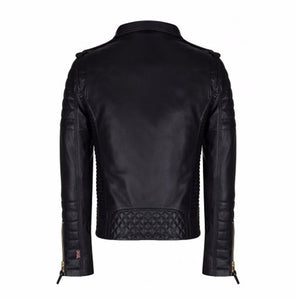 Mens Genuine Real Lambskin Leather Motorcycle Jacket, Men Motorcycle Jacket