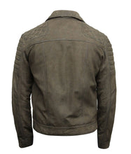Load image into Gallery viewer, Mens Grey Suede Leather Motorcycle Jacket
