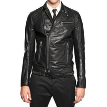 Load image into Gallery viewer, Mens Slim Fit Leather Jacket, Ziper Soft Style Jacket
