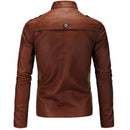 Mens Zip Brown Original Soft Leather Jacket Coat Slim Fit Outwear Tops Fashion