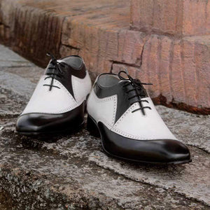 Men's Leather White Black Casual Lace Up Shoes - leathersguru