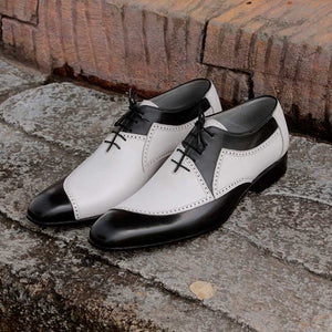 Bespoke Black and White Leather Lace Up Stylish Shoe for Men - leathersguru