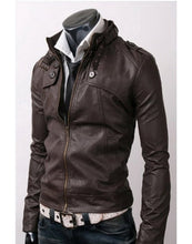 Load image into Gallery viewer, NEW HANDMADE MEN STYLISH SLIM BROWN LEATHER JACKET
