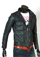 Load image into Gallery viewer, NEW HANDMADE Men&#39;s Expressive Black Biker Leather Jacket
