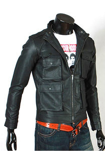 NEW HANDMADE Men's Expressive Black Biker Leather Jacket