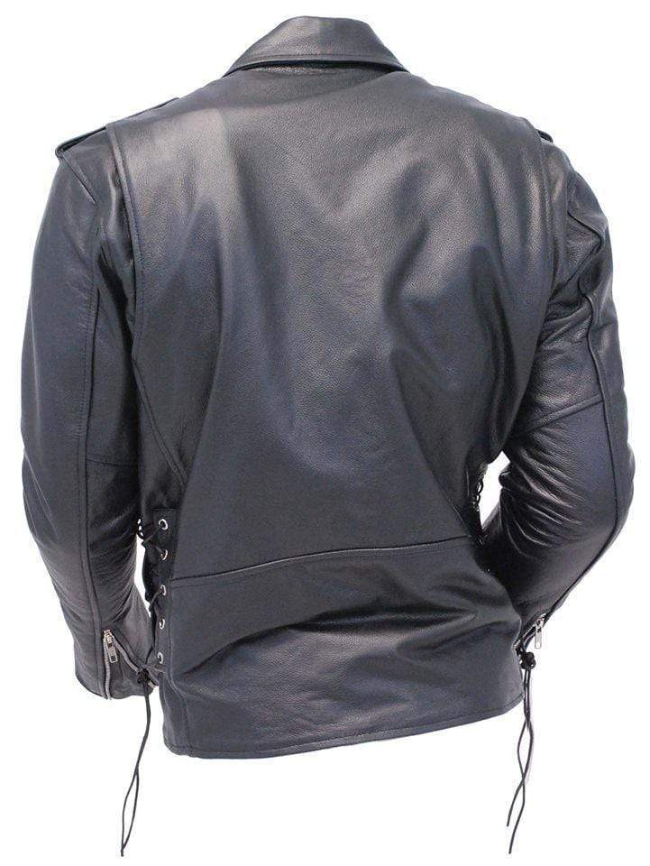 Men's Black Zipper Classical Real Leather Motorcycle Biker Jacket - leathersguru