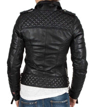 Load image into Gallery viewer, Handmade Leather Skin Women Black Padded Brando Leather Jacket - leathersguru
