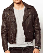 Load image into Gallery viewer, Handmade Men&#39;s Brown Leather Jacket - leathersguru
