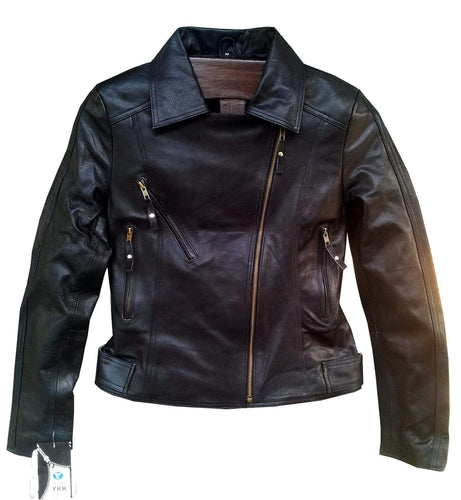 New Handmade Women Black Simple Brando Style Leather Jacket - leathersguru