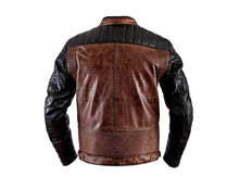 Load image into Gallery viewer, New Men&#39;s Biker Motorcycle Distressed Brown Black Moto Cafe Racer Leather Jacket - leathersguru
