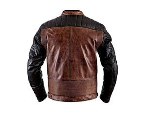 New Men's Biker Motorcycle Distressed Brown Black Moto Cafe Racer Leather Jacket - leathersguru