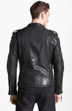 Load image into Gallery viewer, New Men&#39;s Black Belted Buckle Zip Up Leather - leathersguru
