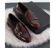 Load image into Gallery viewer, New Handmade Classic Two Shaded Double Buckle Style Fashion Leather Shoes
