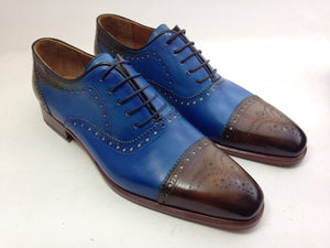 New Handmade Men Two Tone Leather Shoes, Men Cap Toe & Brogue Leather Shoes