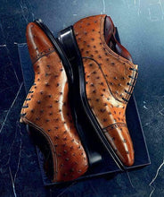 Load image into Gallery viewer, New Handmade Pure Brown Ostrich Leather Stylish Shoes for Men&#39;s
