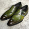 New Pure Handmade Green Alligator Leather Double Buckle Shoes