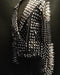  Woman Full Black Rock Punk Silver Long Spiked Studded Leather Brando Jacket