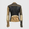 Woman Punk Brando Full Golden Studded Black Biker Leather Jacket