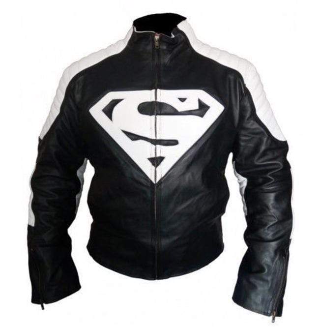 New Customized Men's Handmade Black Leather Red Super Man Style Biker Leather Jacket - leathersguru