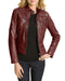 Hollywood Collection Soft Leather Biker Burgundy Jacket For Women - leathersguru
