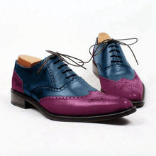 Load image into Gallery viewer, New handmade men&#39;s leather Romantic blue and purple shoes, men formal shoes
