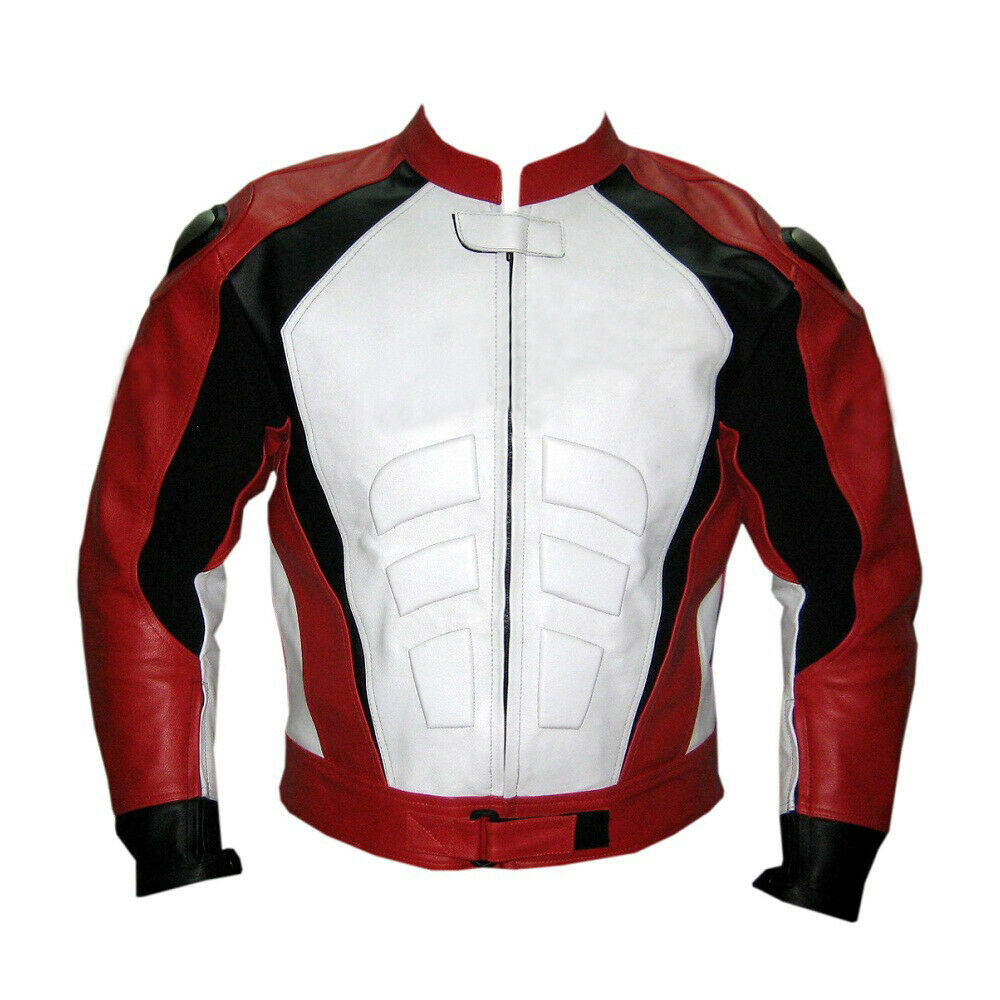 Red and White Racing Biker Motorbike Leather Jacket Motorcycle Leather Jacket CE