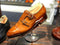 Men's Tan Cap Toe Double Monk Straps Leather Loafers Shoes - leathersguru