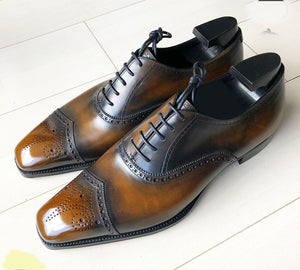 Bespoke Two Tone Leather Lace Up Shoes - leathersguru