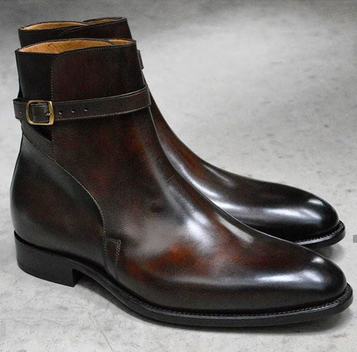 Men's Cordovan Jodhpurs Ankle High Boot,Handmade Pure Leather Boot