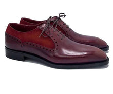 Load image into Gallery viewer, Handmade Burgundy Leather Suede Lace Up Shoe - leathersguru
