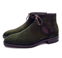 Load image into Gallery viewer, Stylish Chelsea Green Suede Lace Up Boot For Men&#39;s

