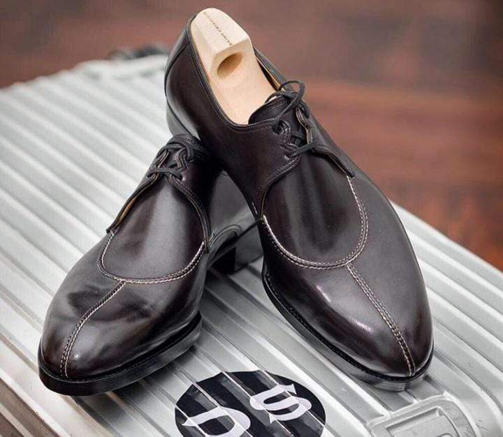 Handmade Men's Maroon Leather Split Toe Shoes - leathersguru