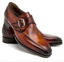 Load image into Gallery viewer, Bespoke Brown Square Toe Shoes Monk Straps Leather Shoe, Men Shoes,Dress Shoes - leathersguru
