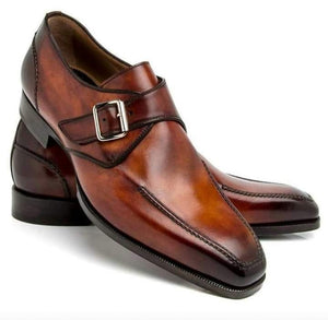 Bespoke Brown Square Toe Shoes Monk Straps Leather Shoe, Men Shoes,Dress Shoes - leathersguru