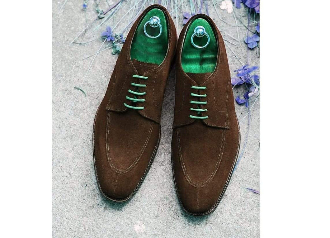 Handmade Men's Brown Suede Lace Up Split Toe Shoes - leathersguru
