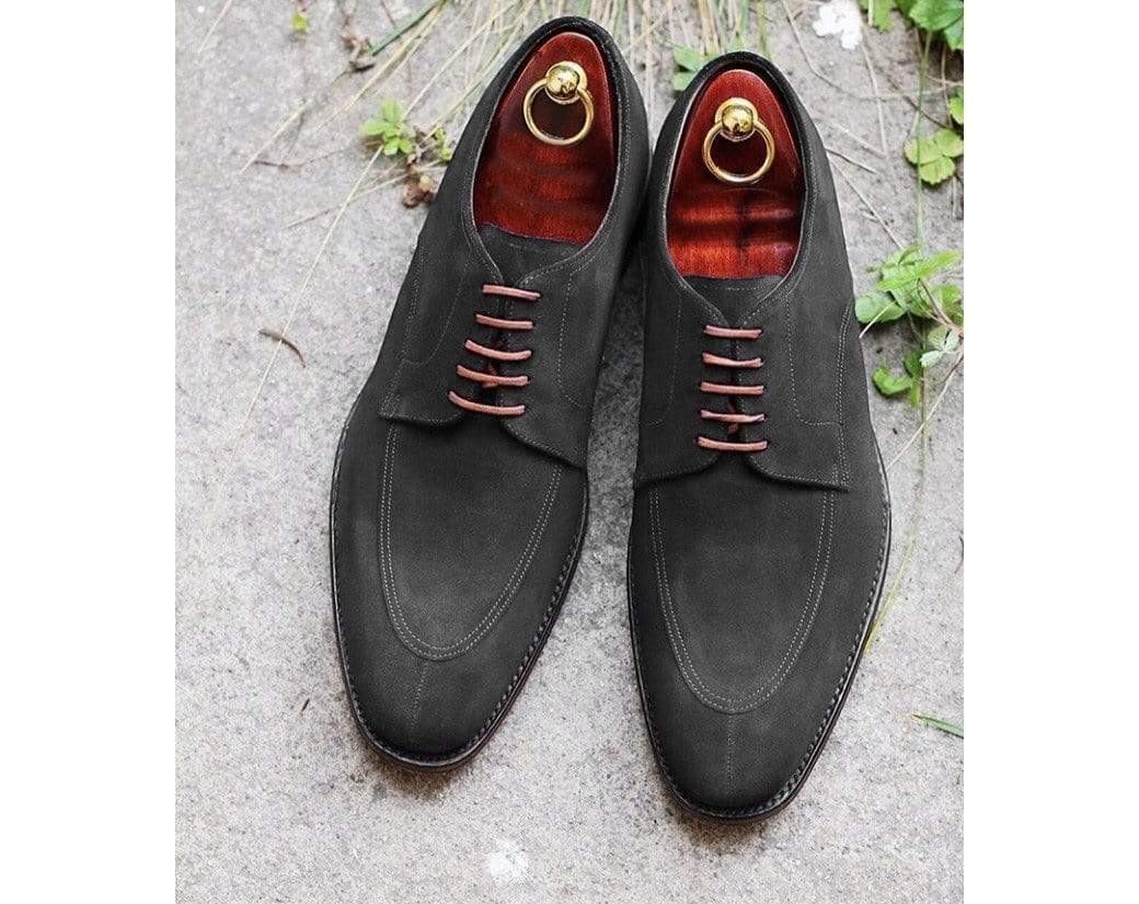 Handmade Men's Suede Gray Split Toe Shoes - leathersguru