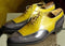 Men's Leather Yellow Gray Square Toe Lace Up Shoes - leathersguru