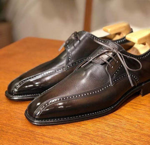 Handmade Men's Leather Lace Up Brown Derby Shoes - leathersguru