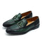 Men's Green Moccasin Slip On Fringe Tussles Shoes - leathersguru