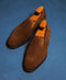 Men's Suede Loafers Shoes, Men's Dark Brown Moccasin Slip On Derby Shoes - leathersguru