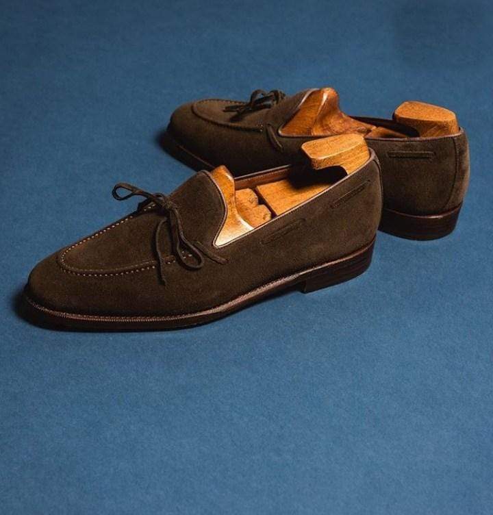 Men's Suede Loafers Shoes, Dark Brown Moccasin Slip On Shoes - leathersguru