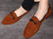 Handmade Men's Tan Moccasin Slip Suede Loafers - leathersguru