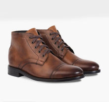 Load image into Gallery viewer, Bespoke Brown Leather Ankle Lace Up Simple Boots - leathersguru
