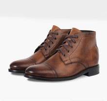 Load image into Gallery viewer, Bespoke Brown Leather Ankle Lace Up Simple Boots - leathersguru
