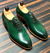 Load image into Gallery viewer, Bespoke Green Leather Lace Up Shoes for Men&#39;s - leathersguru
