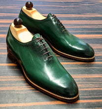 Load image into Gallery viewer, Bespoke Green Leather Lace Up Shoes for Men&#39;s - leathersguru
