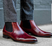 Load image into Gallery viewer, Bespoke Burgundy Chelsea Leather Boot Dress Men&#39;s Boot

